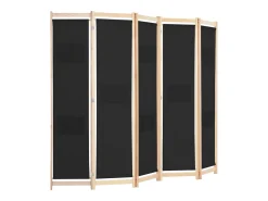 Mampara divisoria de 5 paneles Tela Negra 200 x 170 x 4 cm Negro New