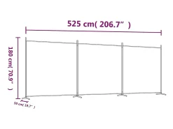 Hot Mampara divisoria de 3 paneles Tela Blanca 525x180 cm Blanco