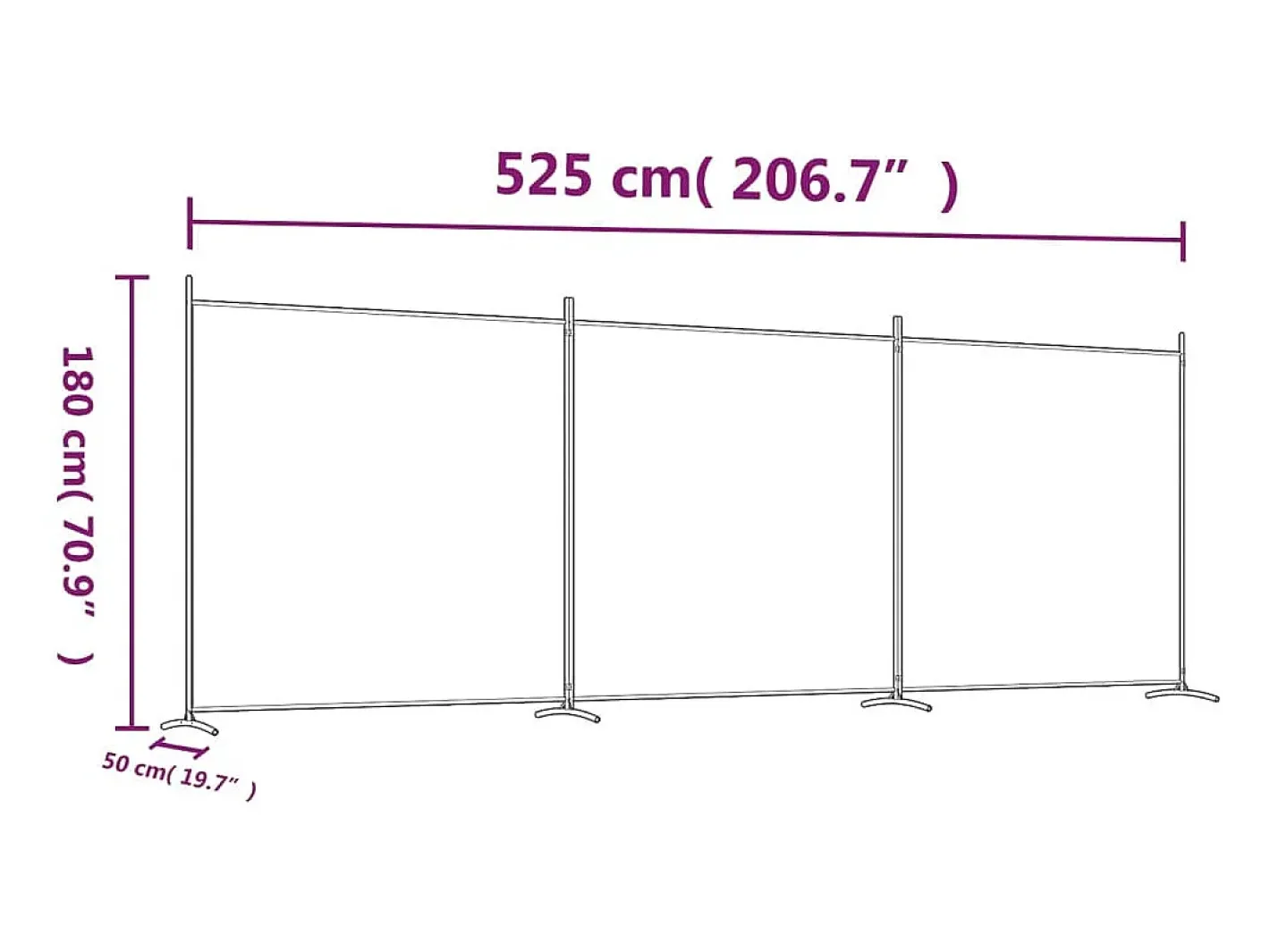 Hot Mampara divisoria de 3 paneles Tela Blanca 525x180 cm Blanco