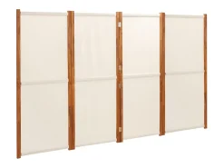 Hot Mampara divisoria de 4 paneles Blanco 280x180 cm Crema