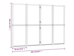 Hot Mampara divisoria de 4 paneles Blanco 280x180 cm Crema