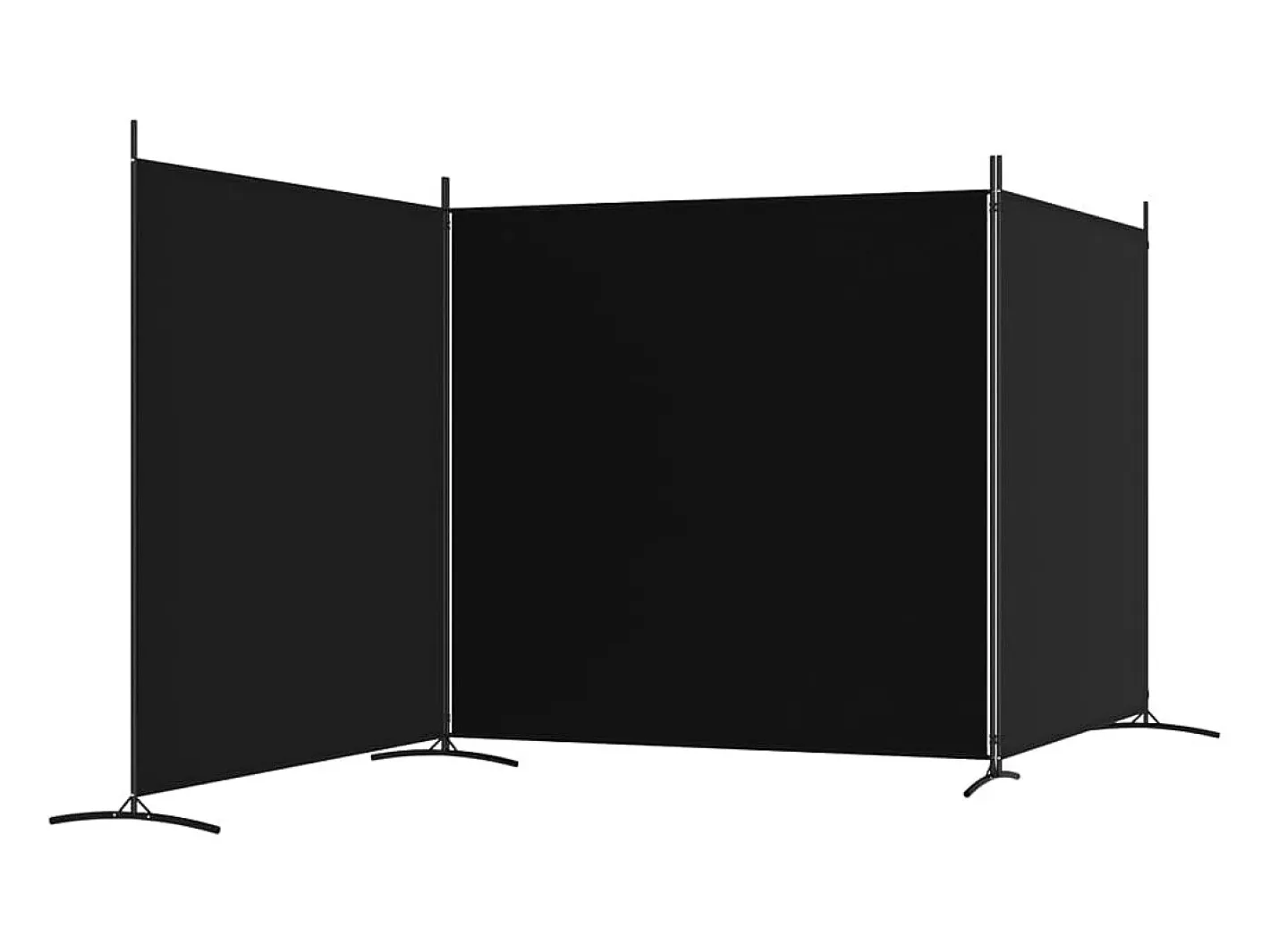 Hot Mampara divisoria de 3 paneles Tela Negra 525x180 cm Negro