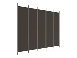 Mampara divisoria de 5 paneles Marrón 250x200 cm Tela Marru00f3n Outlet