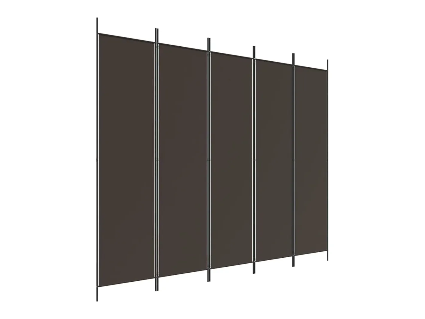 Mampara divisoria de 5 paneles Marrón 250x200 cm Tela Marru00f3n Outlet