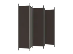 Mampara divisoria de 5 paneles Marrón 250x200 cm Tela Marru00f3n Outlet