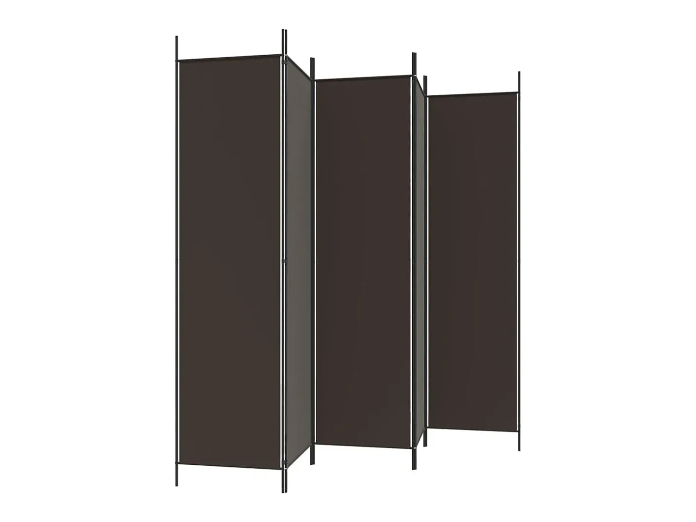 Mampara divisoria de 5 paneles Marrón 250x200 cm Tela Marru00f3n Outlet