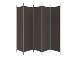Mampara divisoria de 5 paneles Marrón 250x200 cm Tela Marru00f3n Outlet