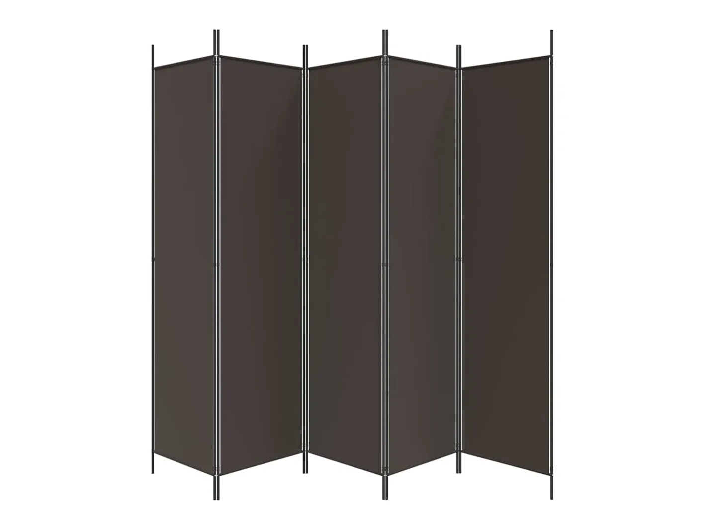 Mampara divisoria de 5 paneles Marrón 250x200 cm Tela Marru00f3n Outlet