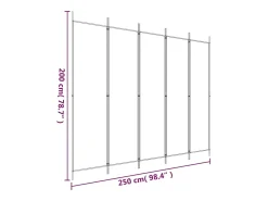 Mampara divisoria de 5 paneles Marrón 250x200 cm Tela Marru00f3n Outlet