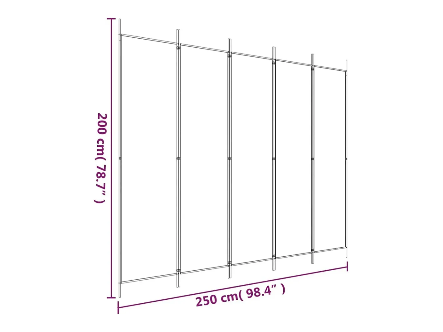 Mampara divisoria de 5 paneles Marrón 250x200 cm Tela Marru00f3n Outlet
