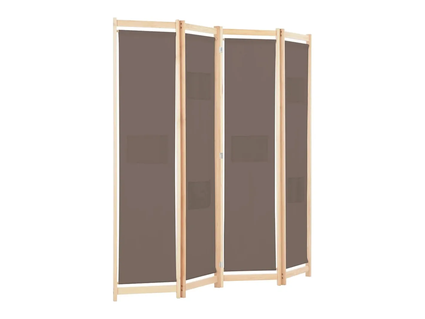 Biombo-Mampara divisoria de 4 paneles Marrón 160x170x4 cm Tela Marru00f3n