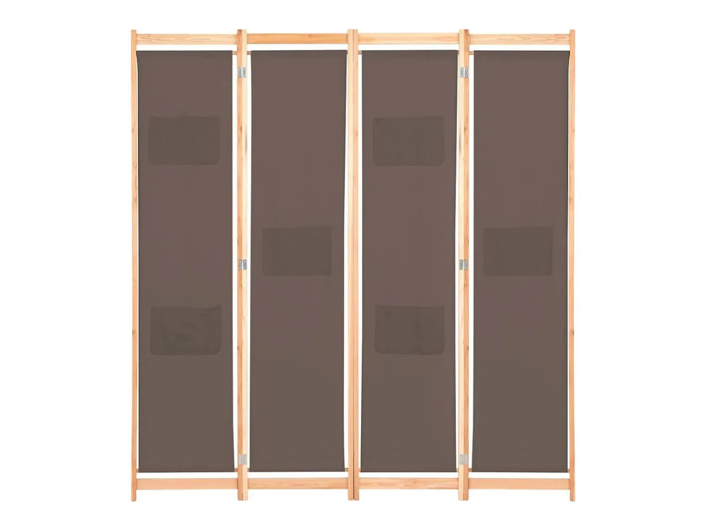 Biombo-Mampara divisoria de 4 paneles Marrón 160x170x4 cm Tela Marru00f3n