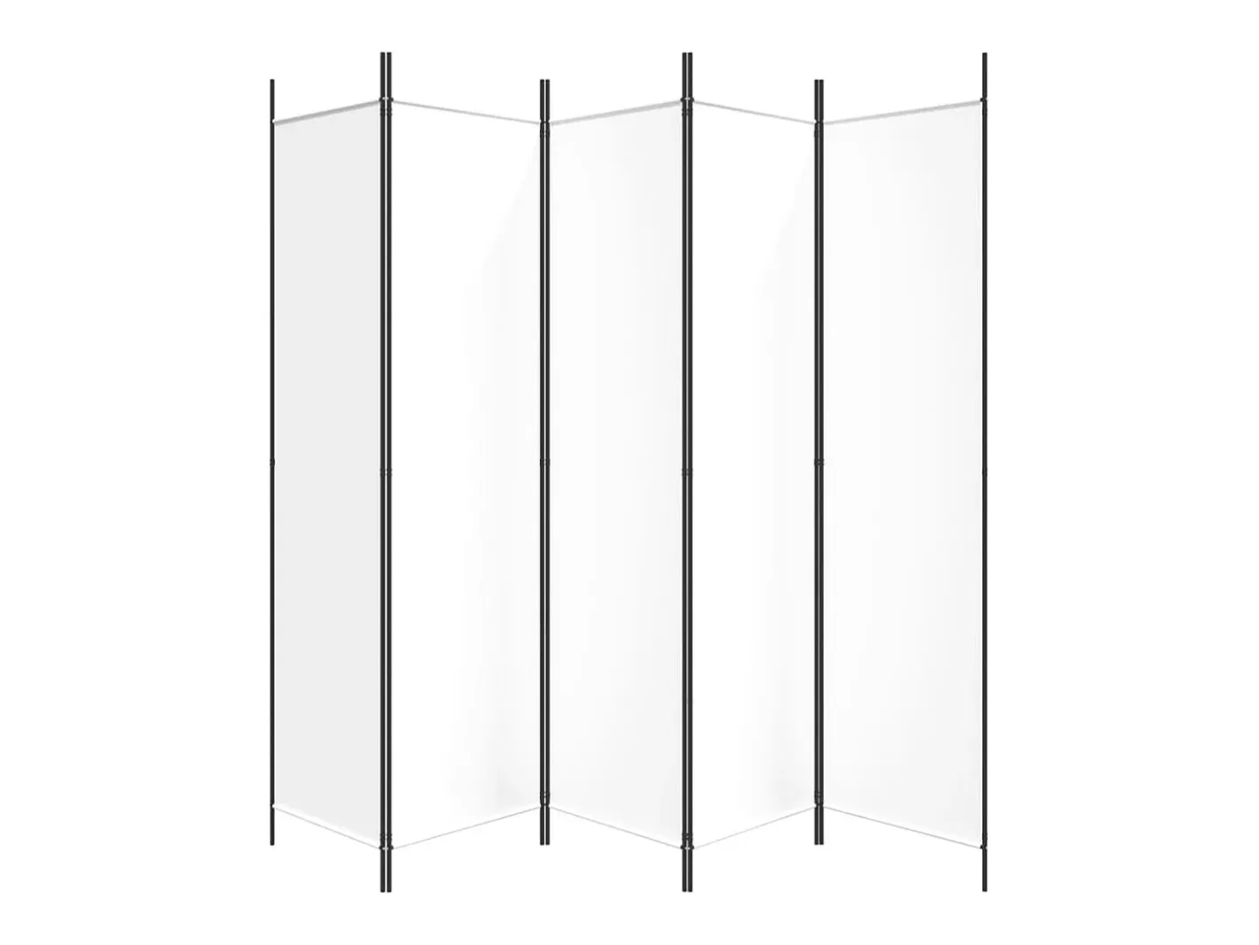 Mampara divisoria de 5 paneles Tela Blanca 250x200 cm Blanco Discount