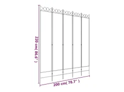 Mampara divisoria de 5 paneles Tela Blanca 200x220 cm Blanco New