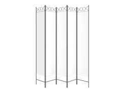 Mampara divisoria de 5 paneles Tela Blanca 200x220 cm Blanco New