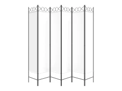 Mampara divisoria de 6 paneles Tela Blanca 240x200 cm Blanco Clearance