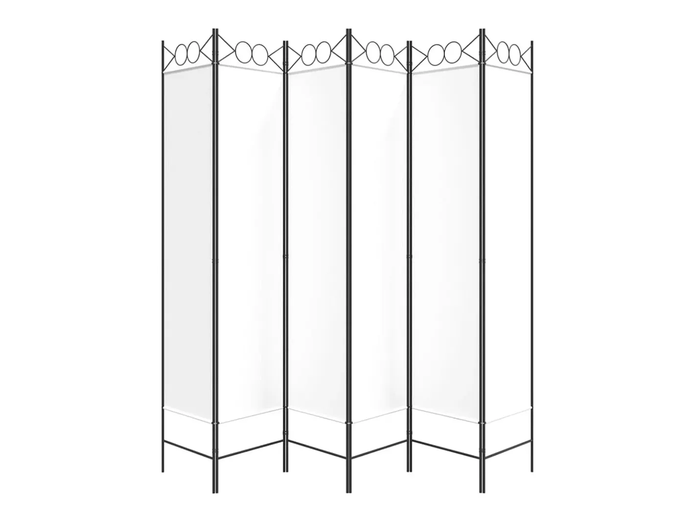 Mampara divisoria de 6 paneles Tela Blanca 240x200 cm Blanco Clearance