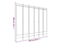 Mampara divisoria de 6 paneles Tela Blanca 240x200 cm Blanco Clearance
