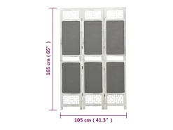 Mampara divisoria de 3 paneles 105x165 cm Tela Gris Best