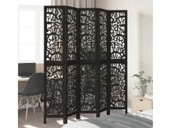 Best Mampara divisoria de 5 paneles en madera maciza de paulownia negra Negro