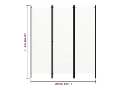 Hot Mampara divisoria de 3 paneles Blanca 150x180 cm Blanco