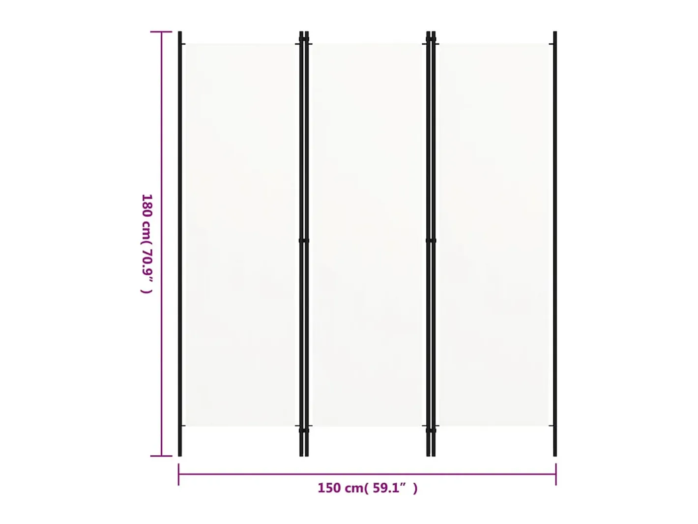 Hot Mampara divisoria de 3 paneles Blanca 150x180 cm Blanco