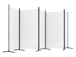 Mampara divisoria de 5 paneles Tela Blanca 433x180 cm Blanco New