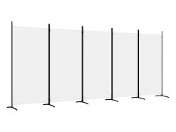 Mampara divisoria de 5 paneles Tela Blanca 433x180 cm Blanco New