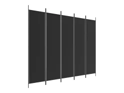 Mampara divisoria de 5 paneles Tela Negra 250x200 cm Negro Hot