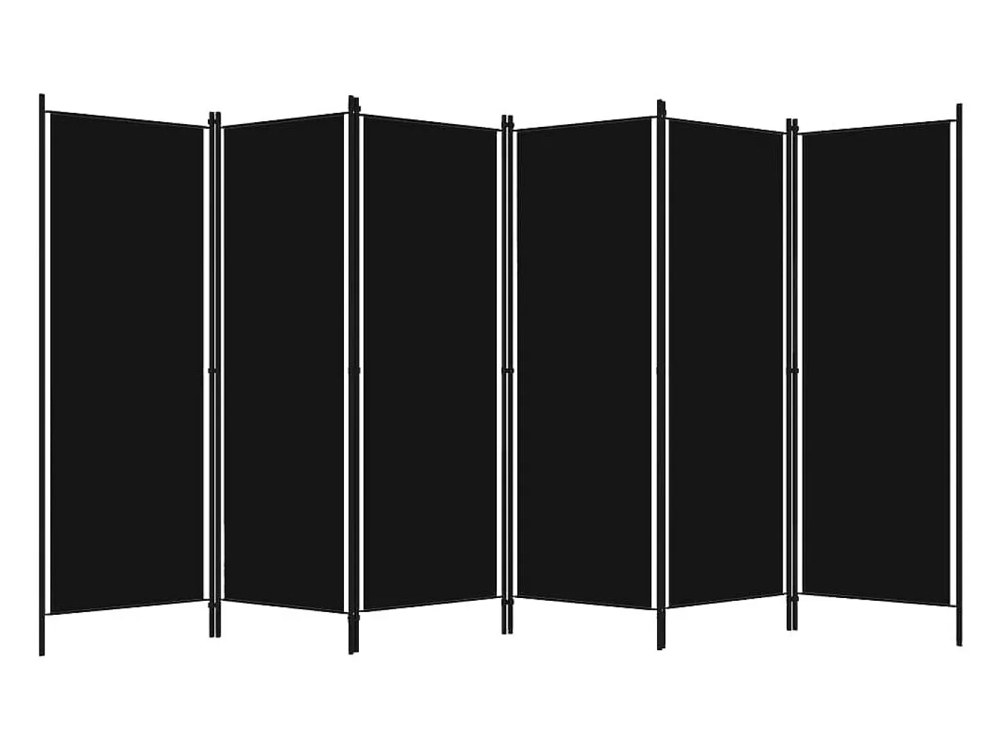 Biombo-Mampara divisoria de 6 paneles Negra 300x180 cm Negro