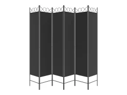 Biombo-Mampara divisoria de 6 paneles Tela Negra 240x200 cm Negro