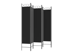 Biombo-Mampara divisoria de 6 paneles Tela Negra 240x200 cm Negro