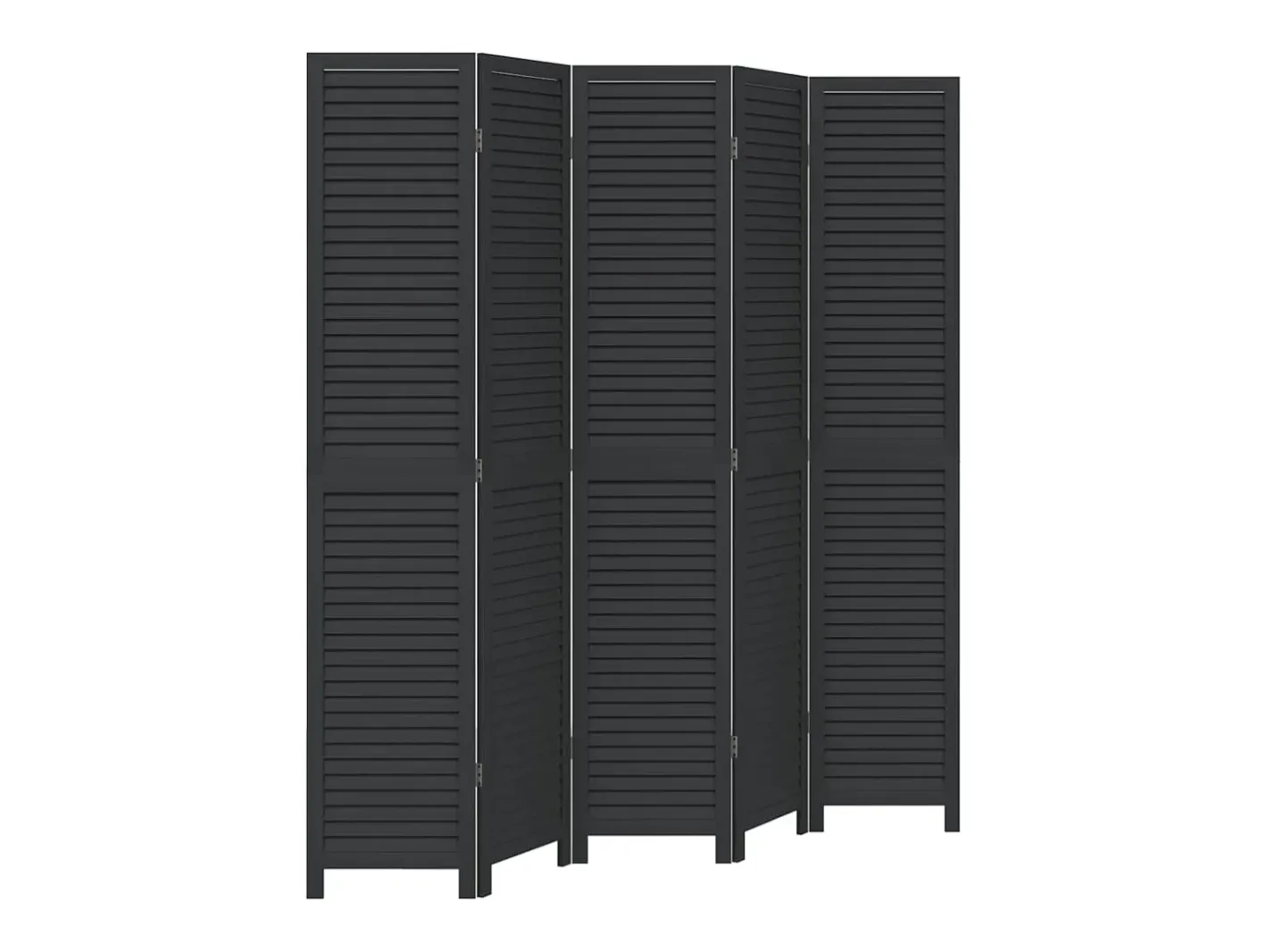 Biombo-Mampara divisoria de 5 paneles en madera maciza de paulownia negra Negro