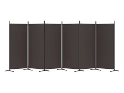 Mampara divisoria de 6 paneles Marrón 520x180 cm Tela Marru00f3n Discount