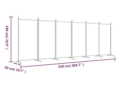 Mampara divisoria de 6 paneles Marrón 520x180 cm Tela Marru00f3n Discount