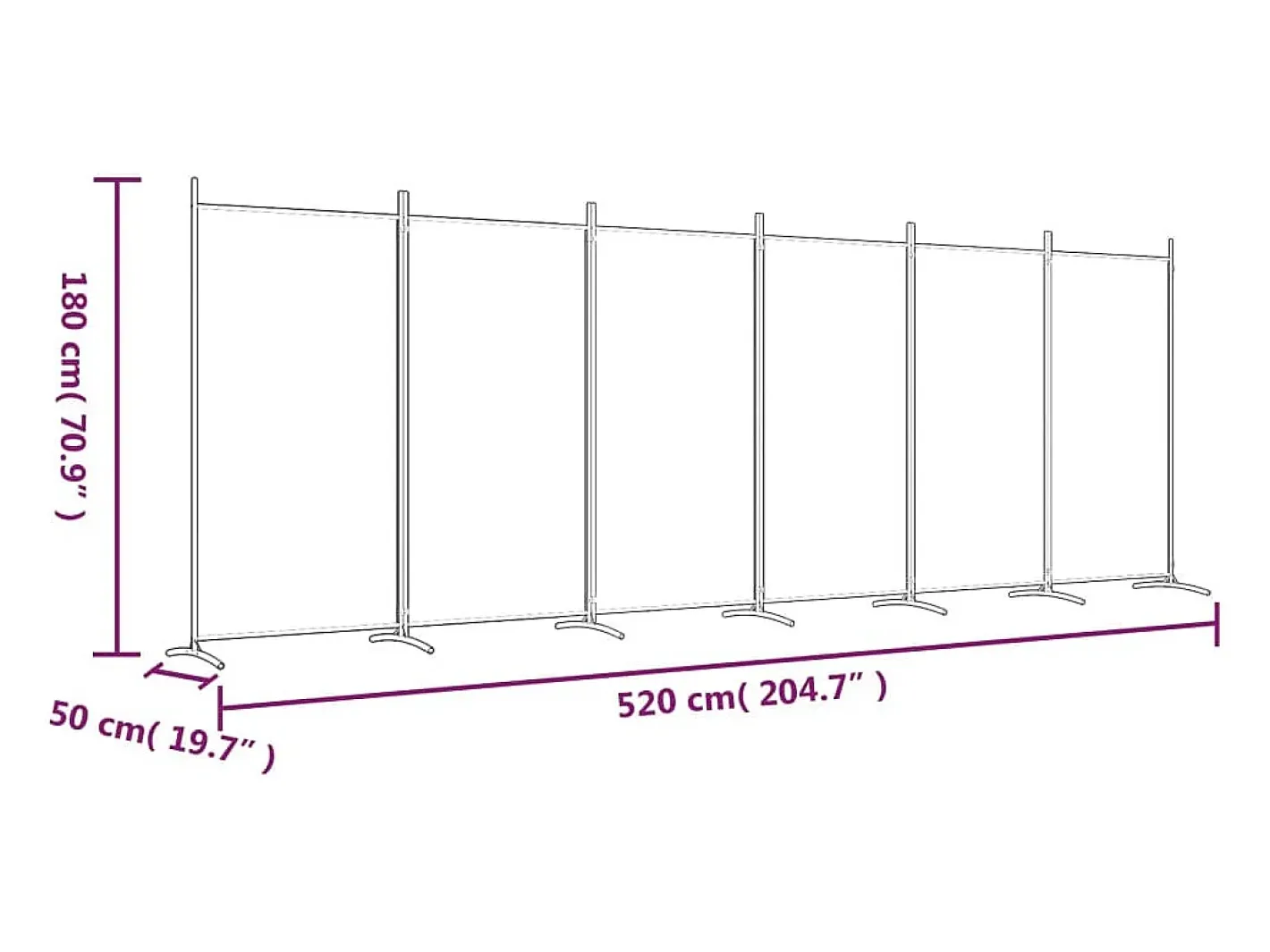 Mampara divisoria de 6 paneles Marrón 520x180 cm Tela Marru00f3n Discount
