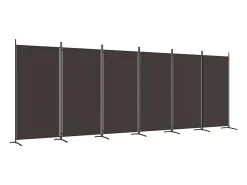 Mampara divisoria de 6 paneles Marrón 520x180 cm Tela Marru00f3n Discount