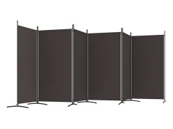 Mampara divisoria de 6 paneles Marrón 520x180 cm Tela Marru00f3n Discount