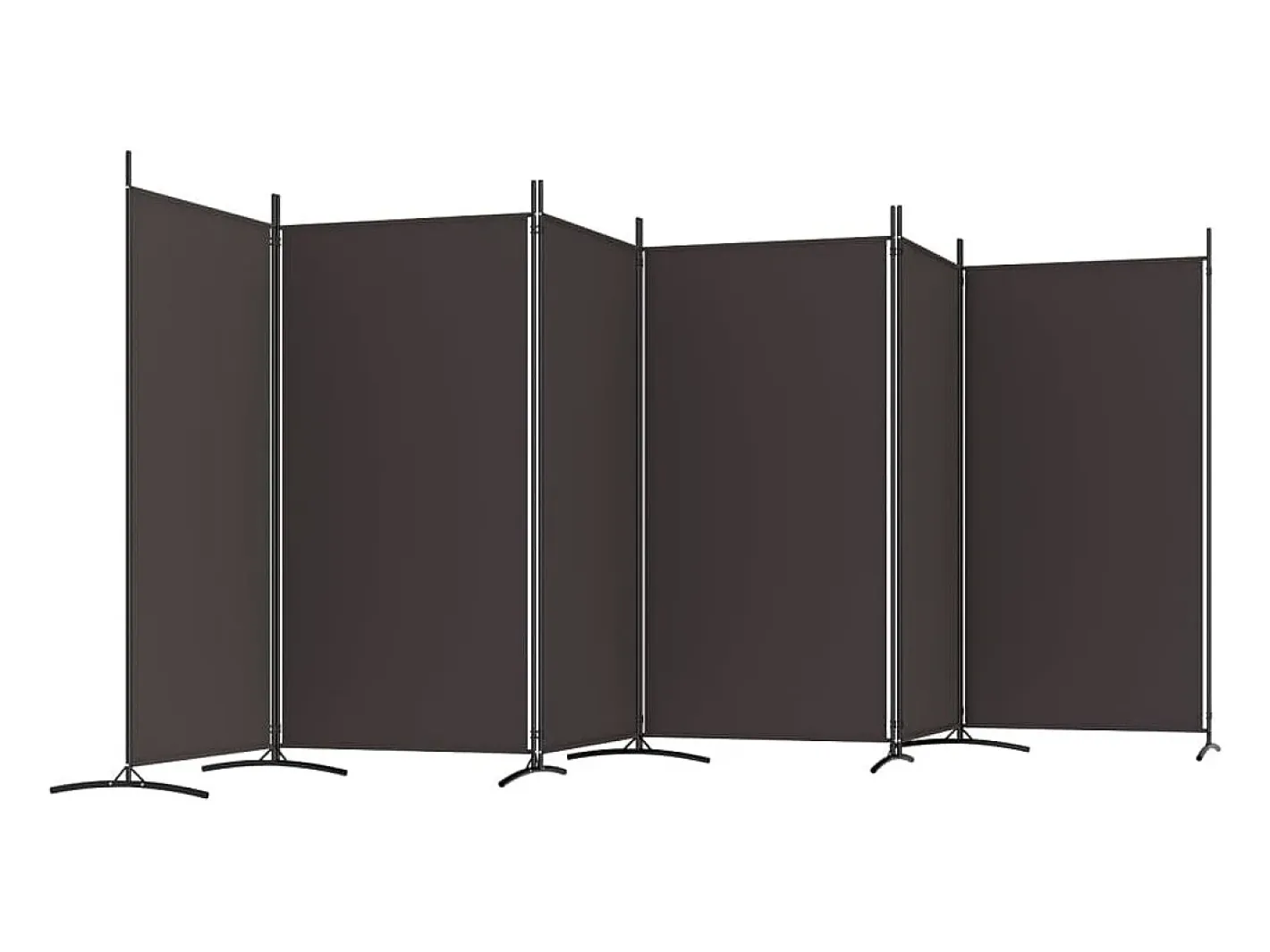 Mampara divisoria de 6 paneles Marrón 520x180 cm Tela Marru00f3n Discount