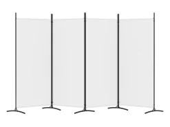 Mampara divisoria de 4 paneles Tela Blanca 346x180 cm Blanco Sale
