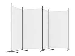 Mampara divisoria de 4 paneles Tela Blanca 346x180 cm Blanco Sale
