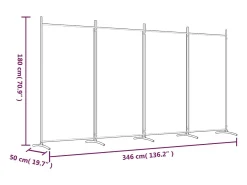 Mampara divisoria de 4 paneles Tela Blanca 346x180 cm Blanco Sale