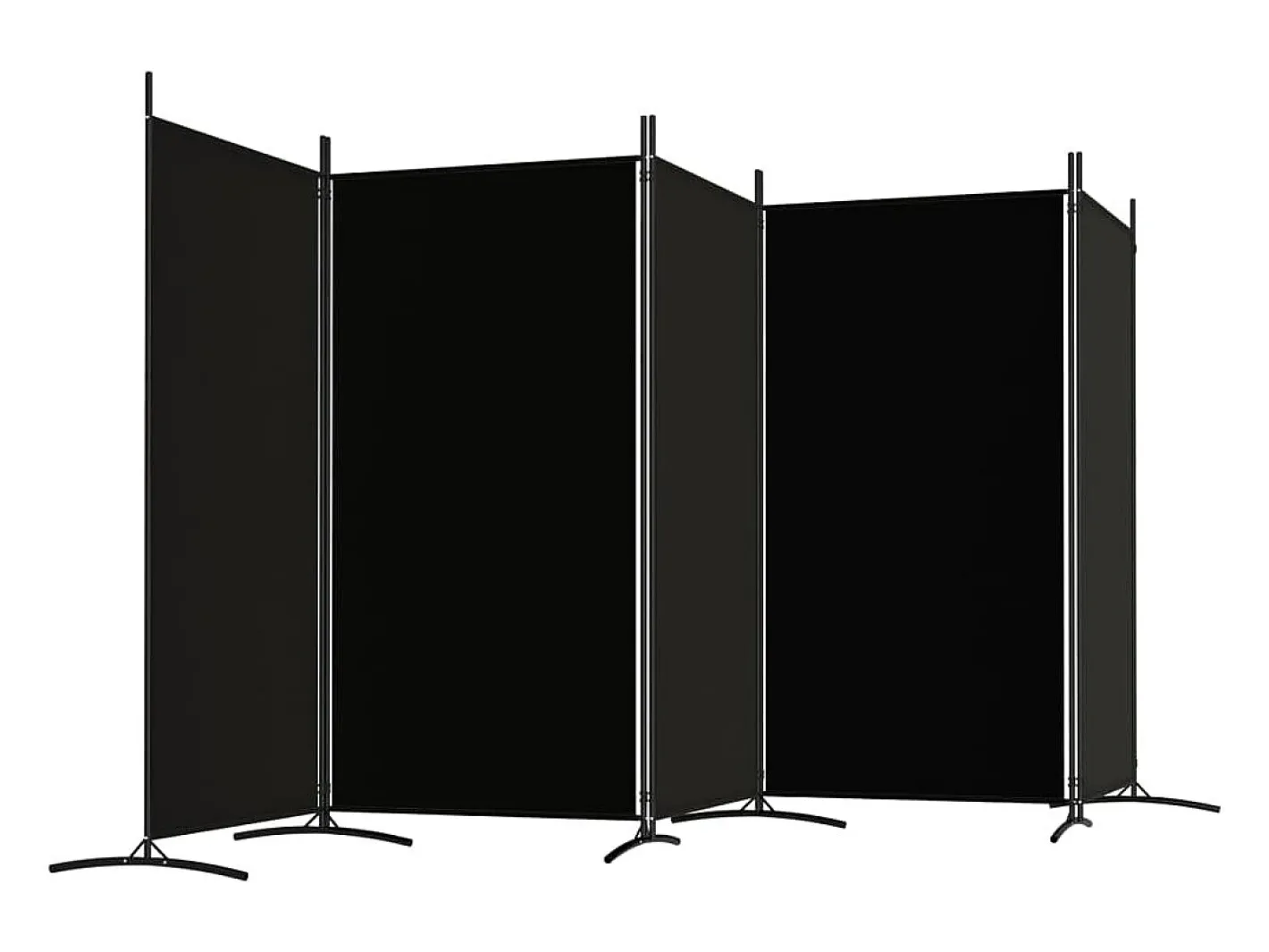 Biombo-Mampara divisoria de 5 paneles Tela Negra 433x180 cm Negro