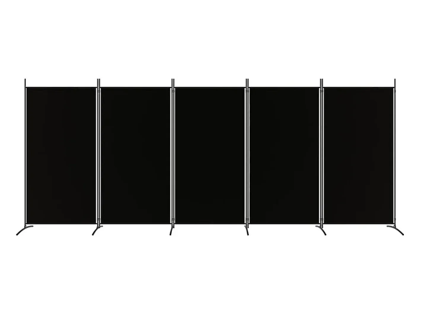 Biombo-Mampara divisoria de 5 paneles Tela Negra 433x180 cm Negro