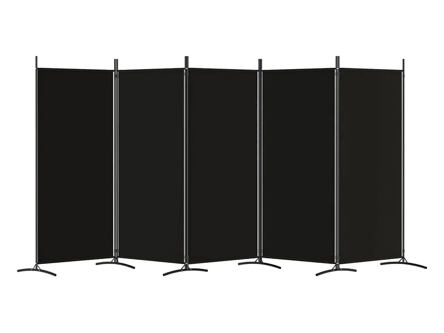 Biombo-Mampara divisoria de 5 paneles Tela Negra 433x180 cm Negro