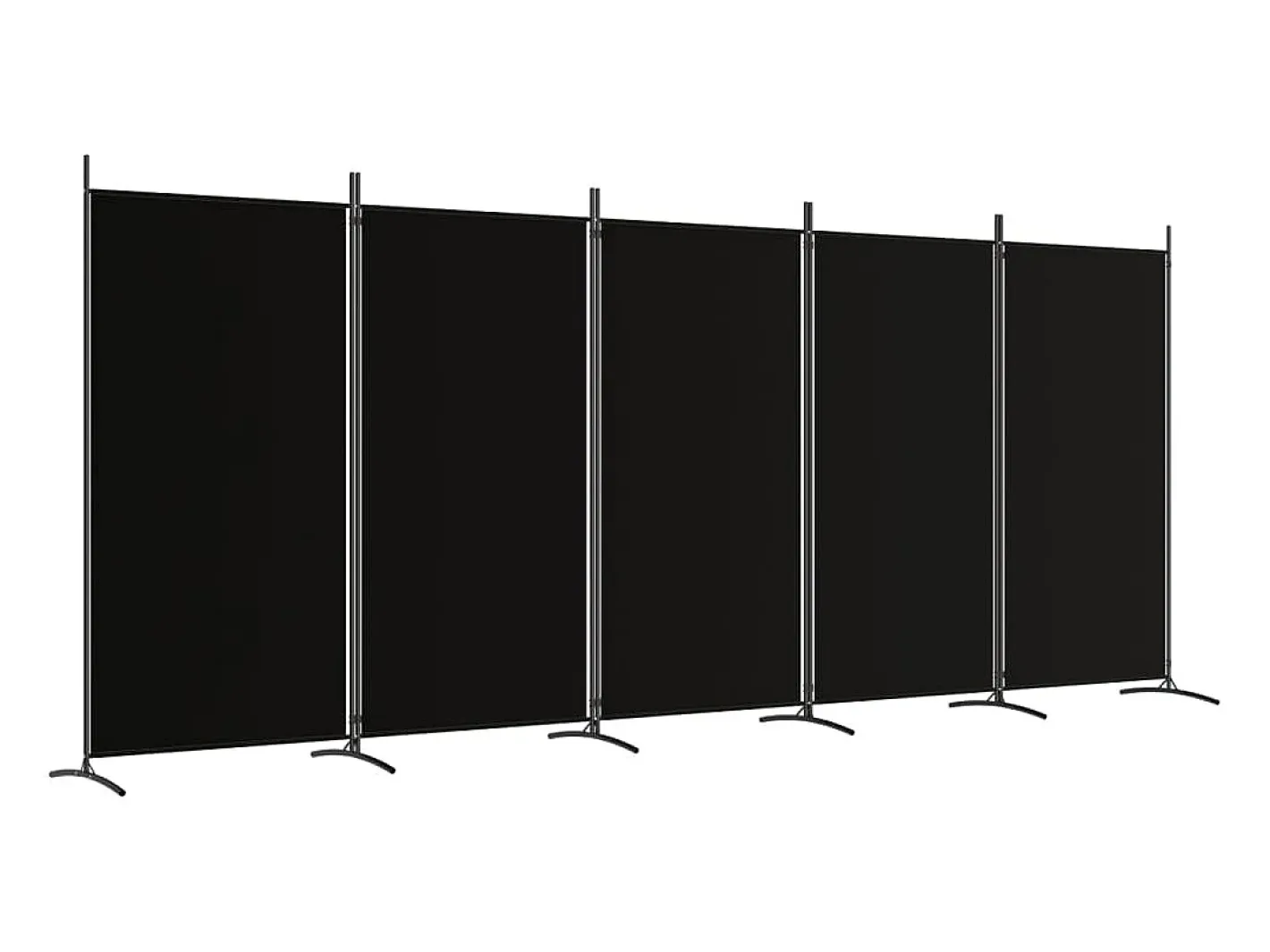 Biombo-Mampara divisoria de 5 paneles Tela Negra 433x180 cm Negro