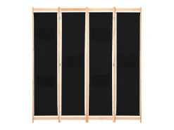 Discount Mampara divisoria de 4 paneles Tela Negra 160x170x4 cm Negro
