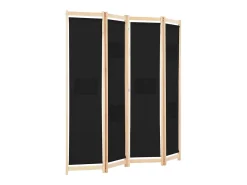 Discount Mampara divisoria de 4 paneles Tela Negra 160x170x4 cm Negro