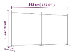 New Mampara divisoria de 2 paneles Tela Blanca 348x180 cm Blanco