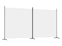 New Mampara divisoria de 2 paneles Tela Blanca 348x180 cm Blanco